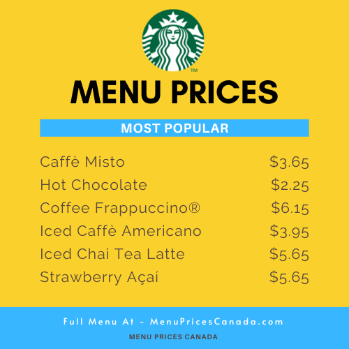 Starbucks Canada Menu With Prices: Discover Delicious Deals