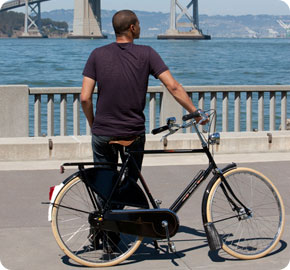 Man with bike in San Francisco